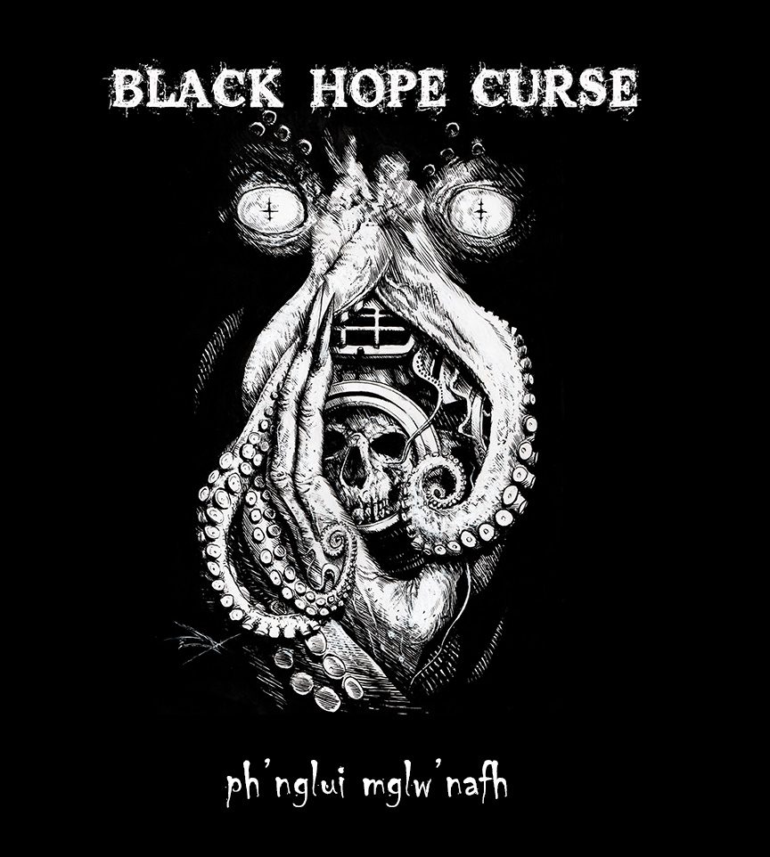 Finished version of this Lovecraft based t-shirt design I did for Black Hope Curse